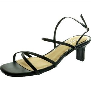 Sugar Shoes Black Strappy Kitten Heels NWT